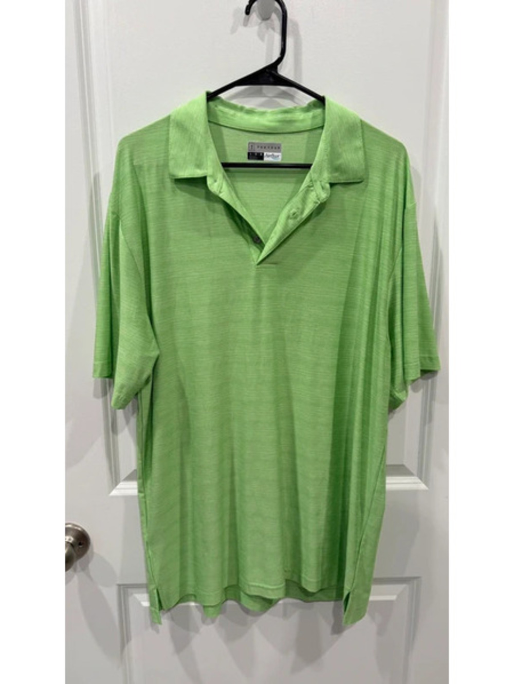 Men's PGA TOUR Green Golf Polo Shirt, Size Large, Airflux Fabric